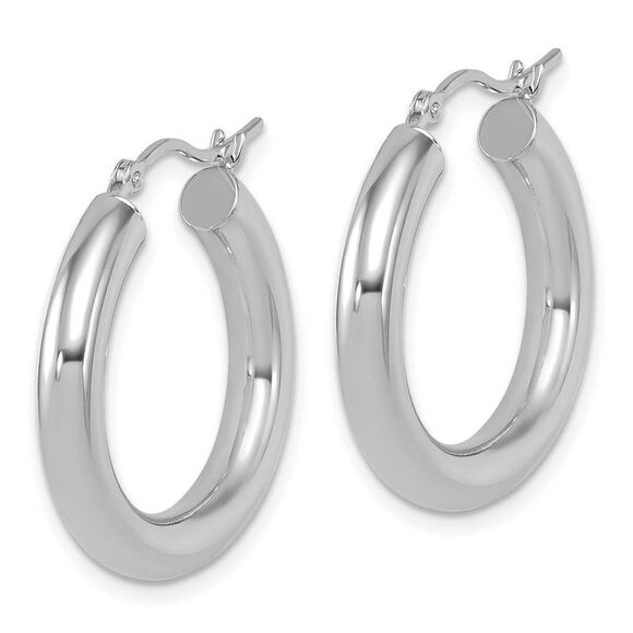 4mm x 24mm (15/16 Inch) 14k White Gold Classic Round Hoop Earrings - Picture 2 of 6